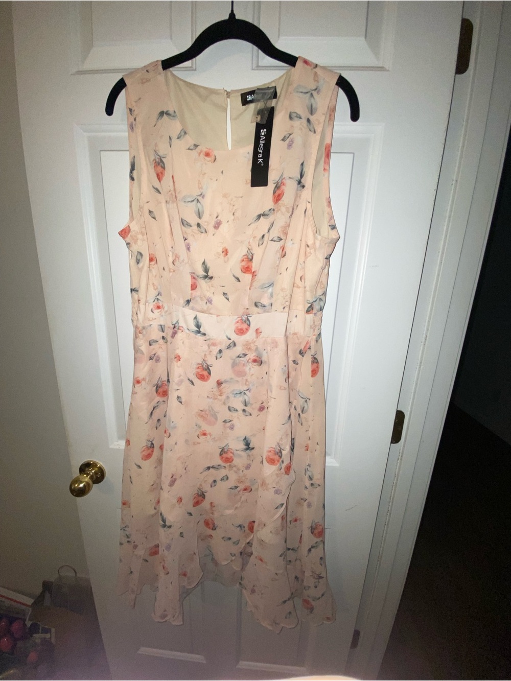 Sleeveless Peach Floral Midi Dress by BCBGeneration